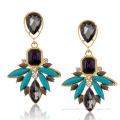 Women's Fashion Earrings New Arrival Brand Sweet Metal with Gems Stud Crystal Earring